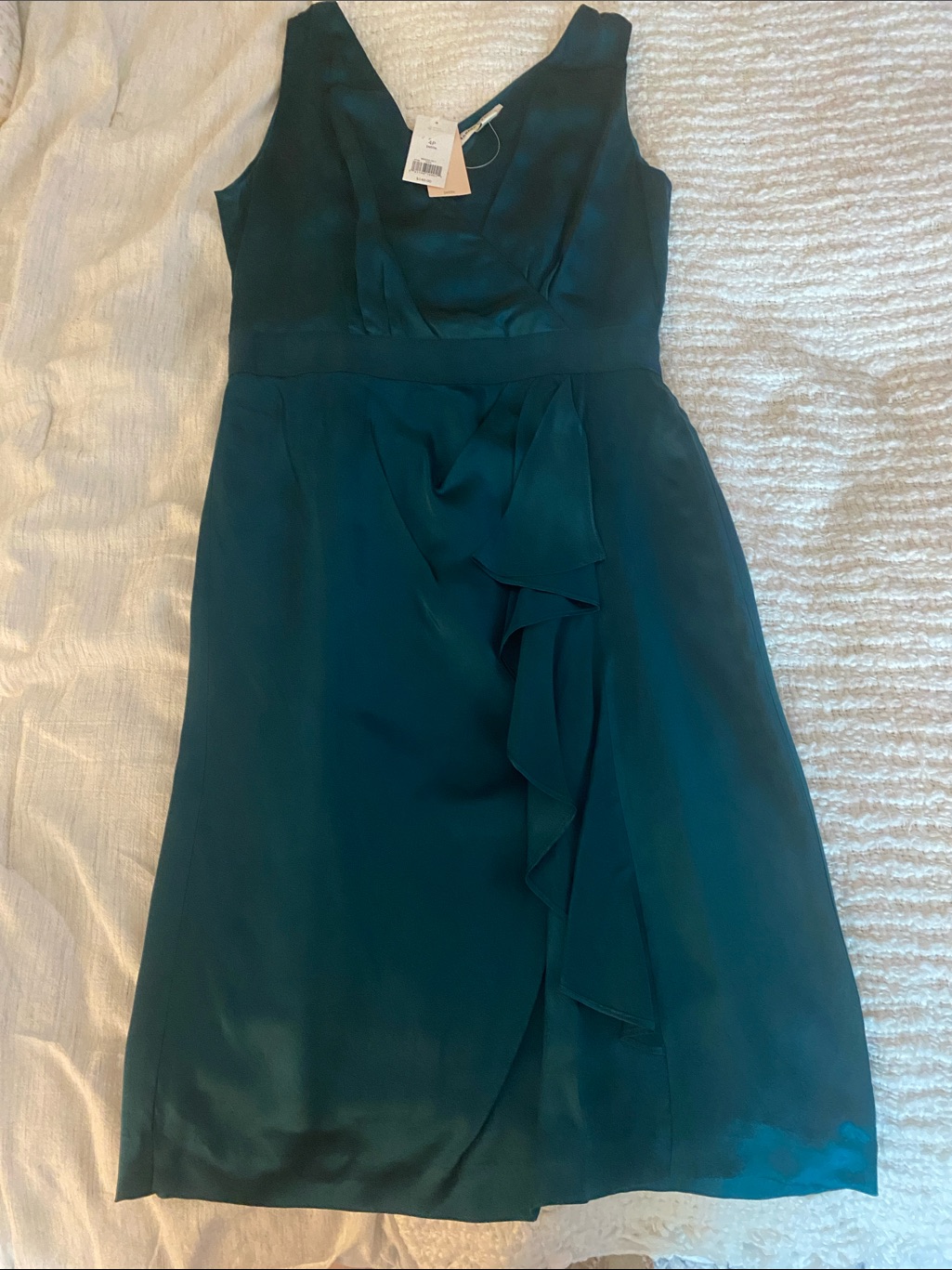 Banana Republic Teal Sleeveless V-Neck Satin Dress